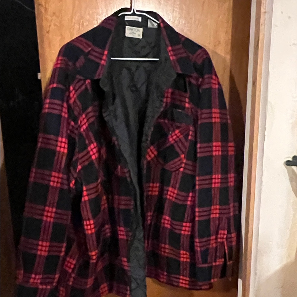 Plaid Red and Black Shirt Jacket
